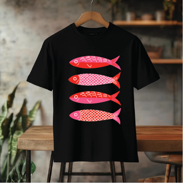 تیشرت باکسی coco باکسی طرح ماهی