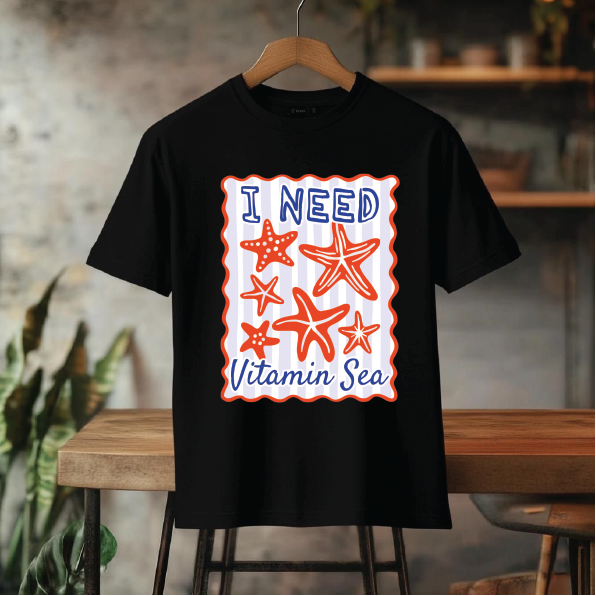 تیشرت باکسی بیسیک Coco تم ساحلی I need vitamin sea