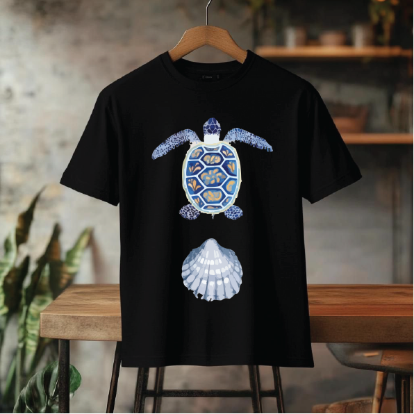 تیشرت باکسی coco ساحلی لاکپشت و صدف