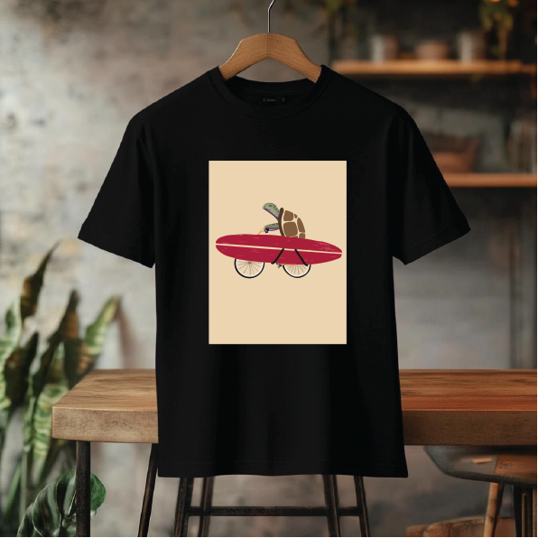 تیشرت باکسی coco لاکپشت زمینه کرم