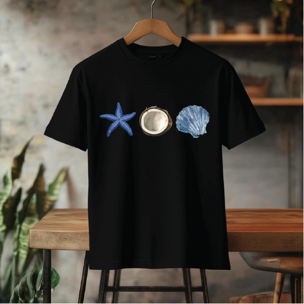 تیشرت باکسی coco طرح دریایی ساحلی